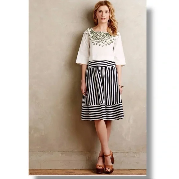 Anthropologie High Seas Skirt by Maeve Sz XS Blue and White Stripes NWT - Picture 3 of 16